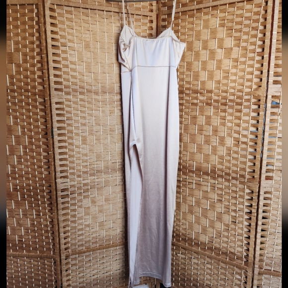 Women's Long, Fitted, Bodycon, Champaign Color, Cowl Neck, Sexy Formal Dress - Picture 2 of 9